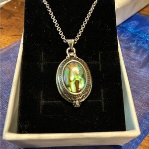 Abalone Shell Locket Pendant Necklace